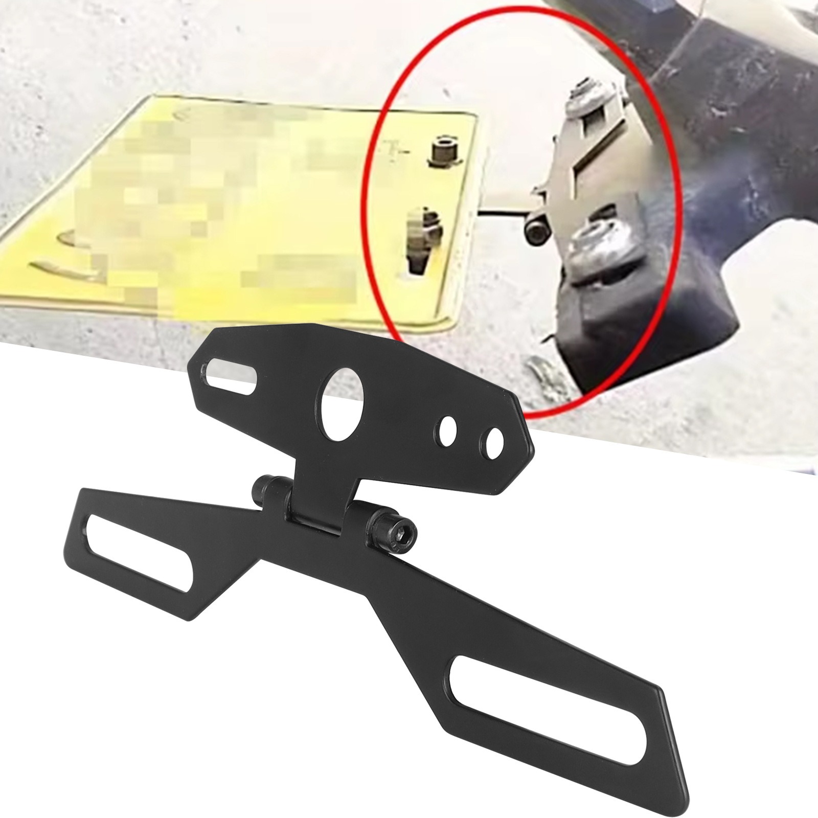  Suporte de placa de licença de motocicleta com luz traseira, suporte dobrável para quadro de placa, acessório universal