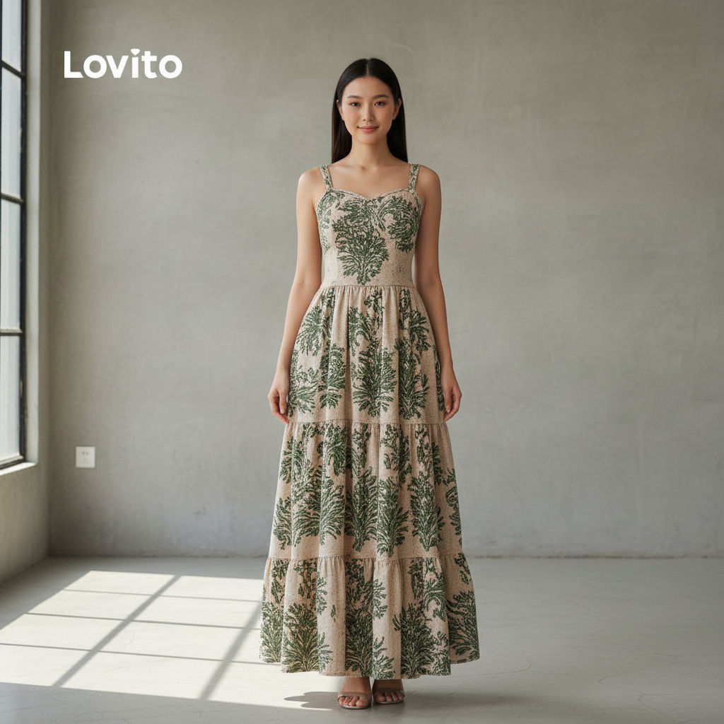 Lovito Vestido Feminino Boho Floral para Festa Primavera Verão LK2LD415