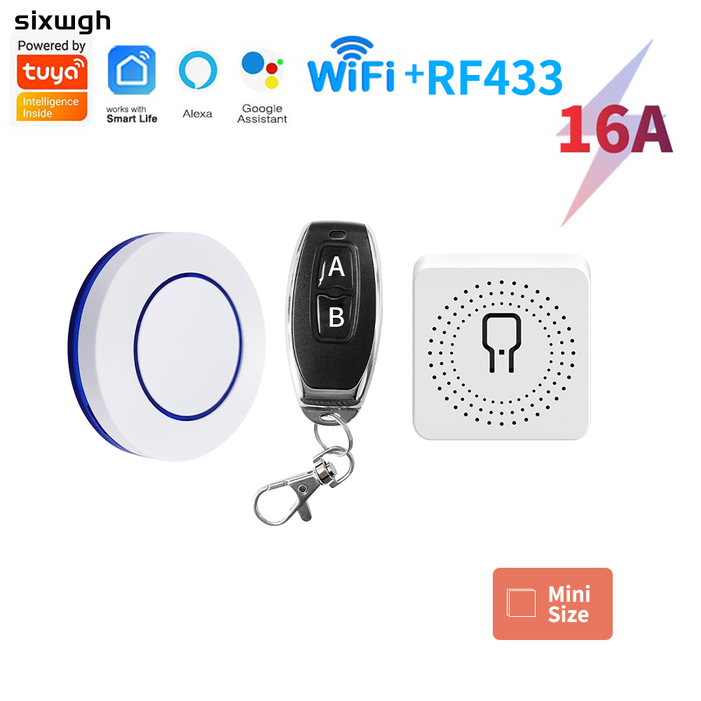 16A Tuya Interruptor Sem Fio WiFi Inteligente Funciona Com Alexa Controle De Voz Remoto Suporte Smart Life APP