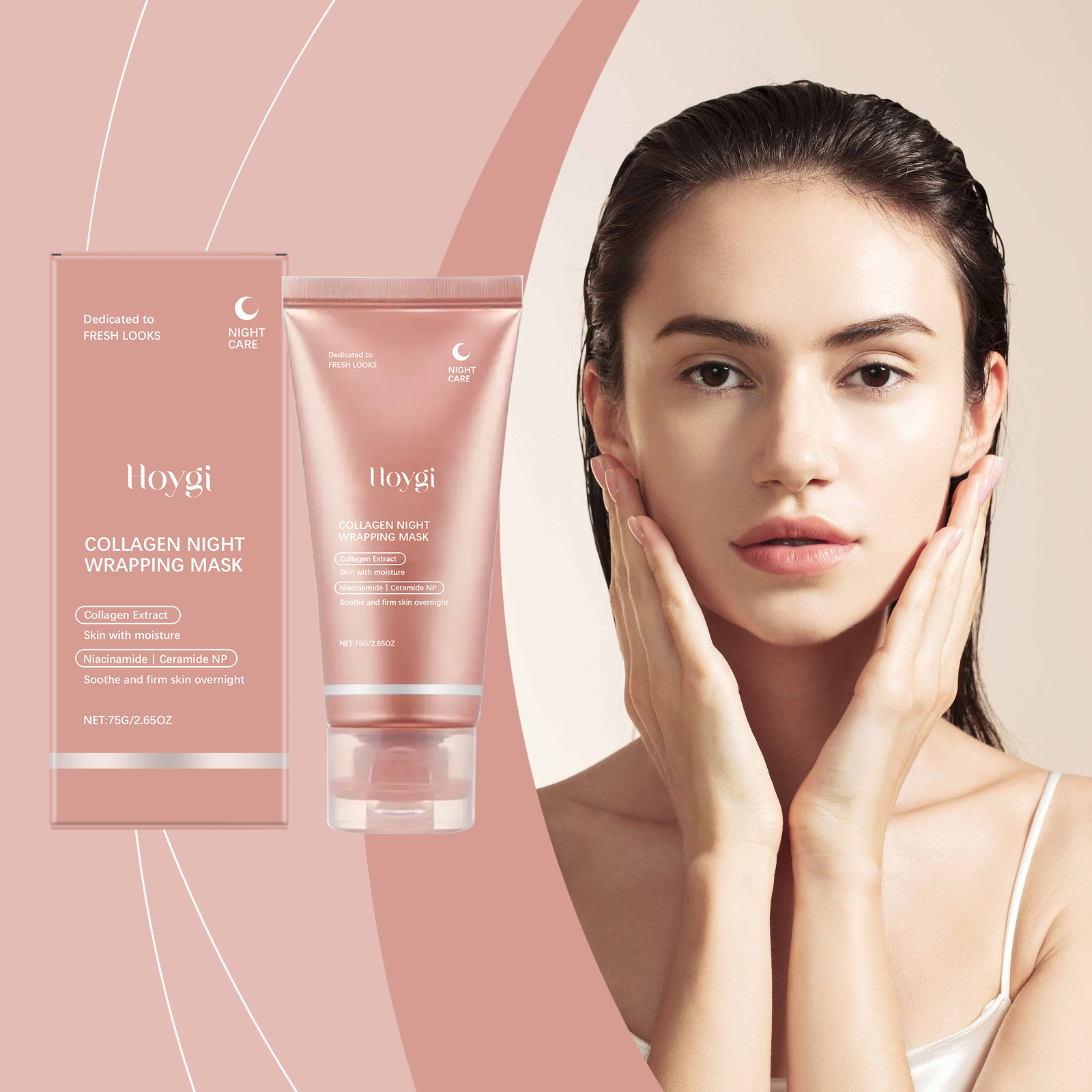 Máscara Facial Avançada de Colágeno Peel Off 75 g – Tratamento Noturno Hidratante com Efeito Redutor de Poros | Máscara