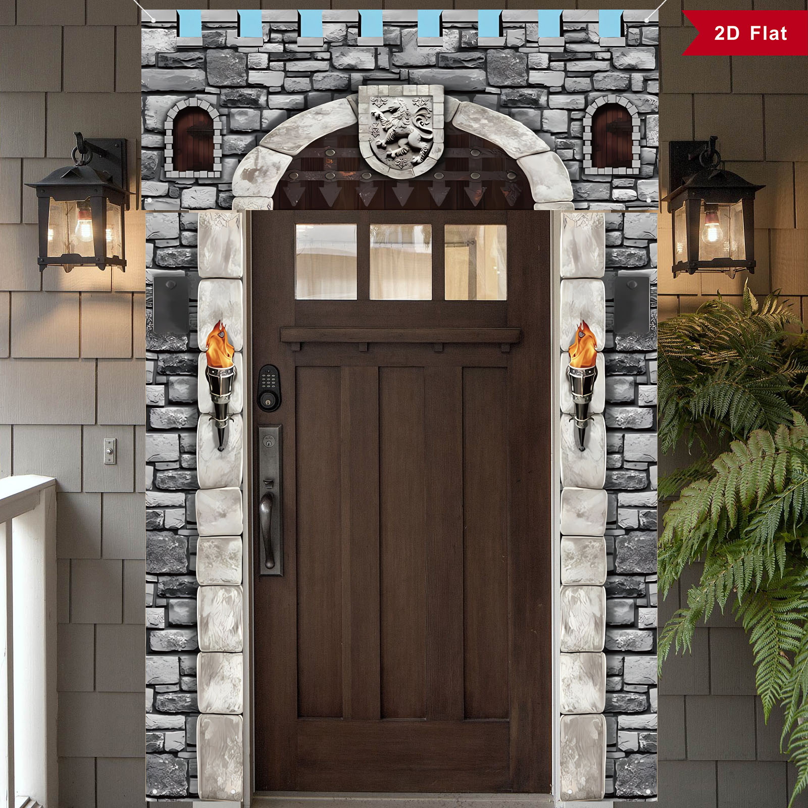 Pano De Fundo Da Tampa Porta Do Castelo Medieval De 3 Peças-1 Terra De Entrada Encantada-2 Decorações De Corrente Estére