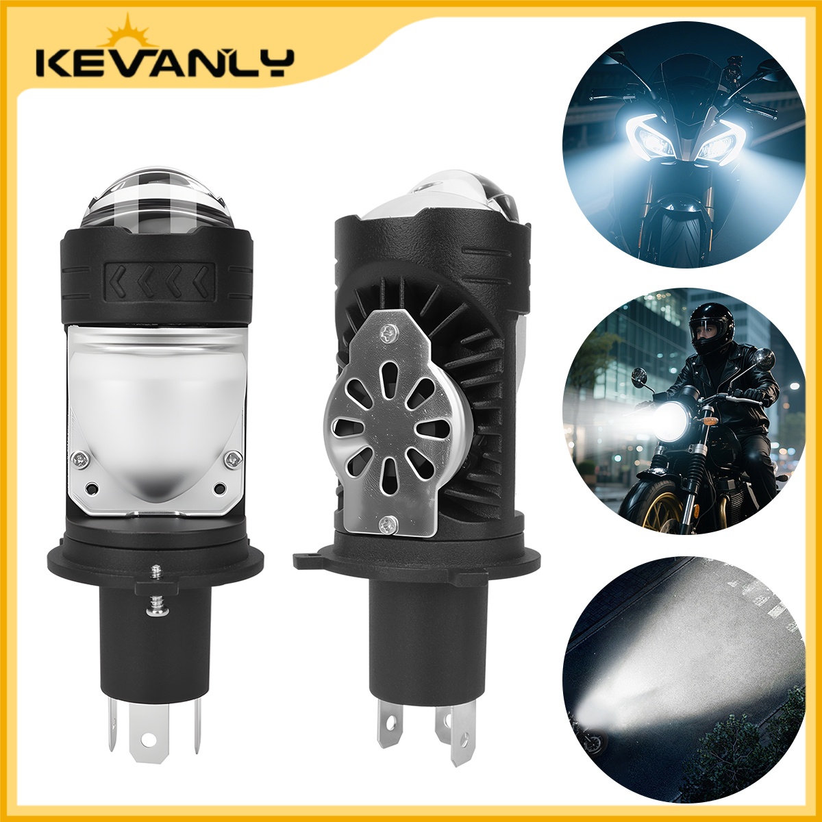  KEVANLY 1 unidade Super Brilhante Farol de Moto H4 LED Spot Light 12V 220000LM