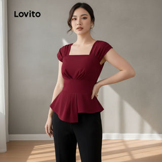 Lovito Top Feminino Assimétrico para Verão em Claret LK2ED324 em Oferta na Shopee