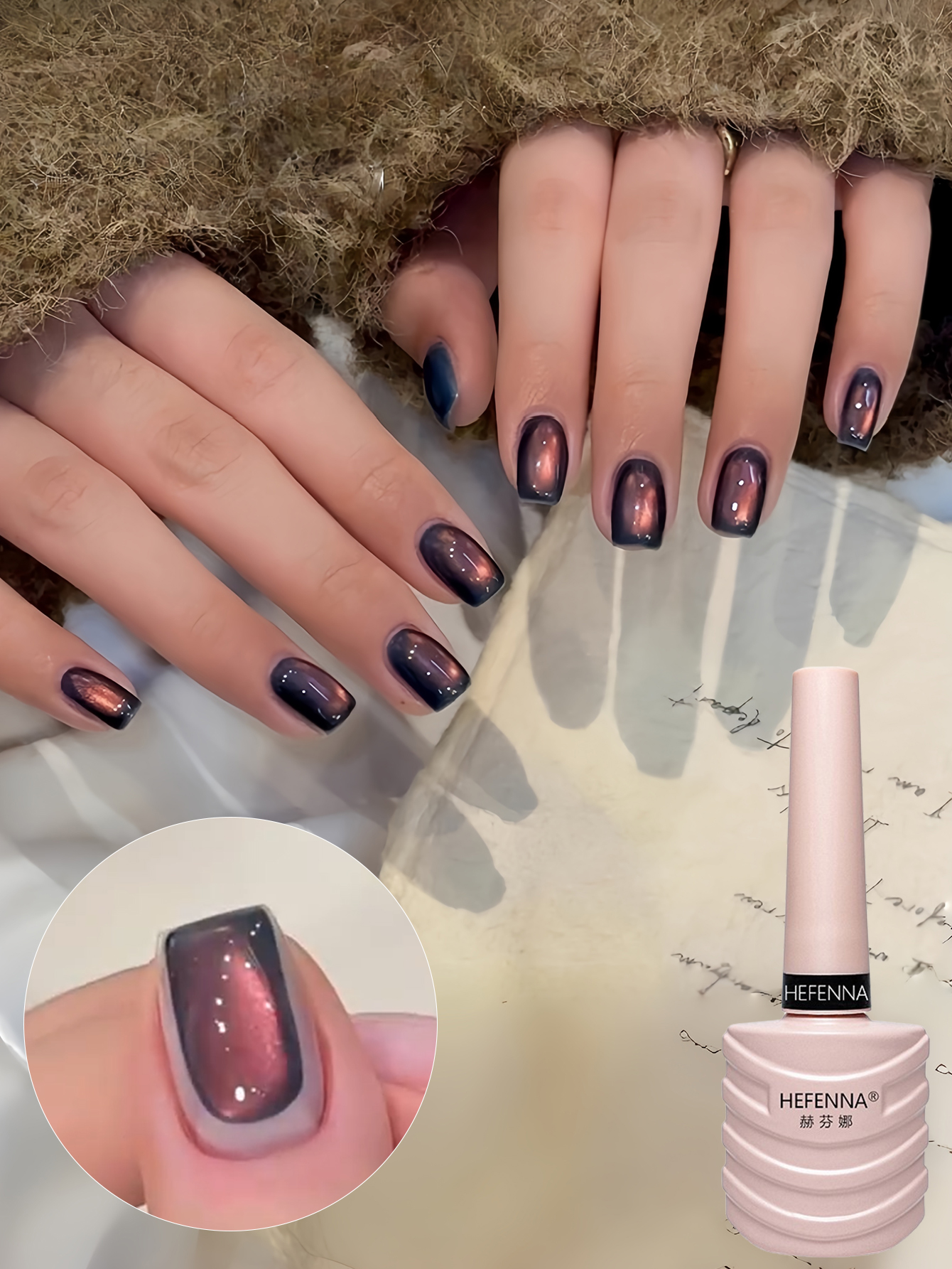 Esmalte em gel para unhas efeito olho de gato Sunset, pérola branca acetinada, gel de unha com olho de gato,