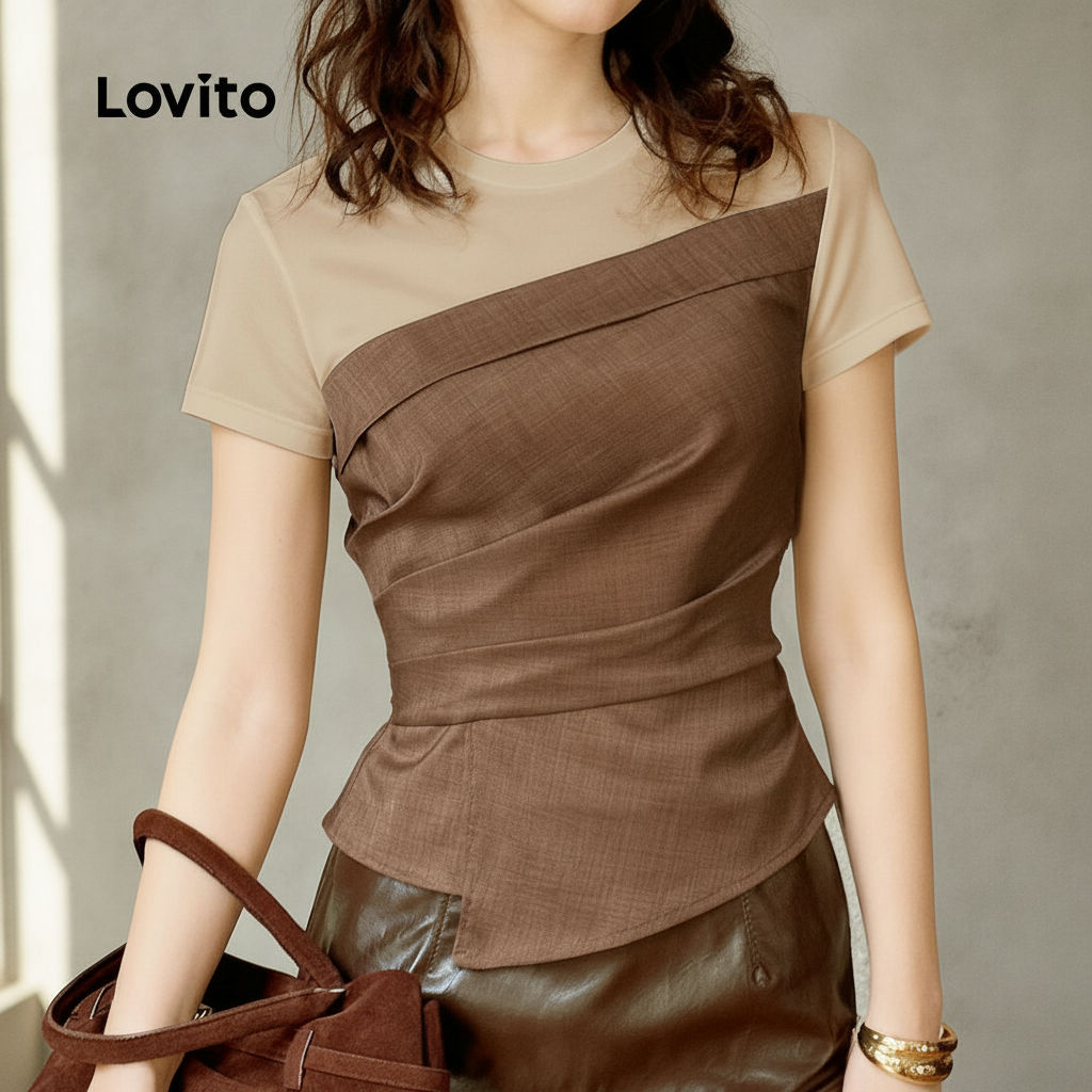 Lovito Blusa Sofisticada em Tecido Colorido para Primavera/Verão Feminina L170ED120 em Oferta na Shopee