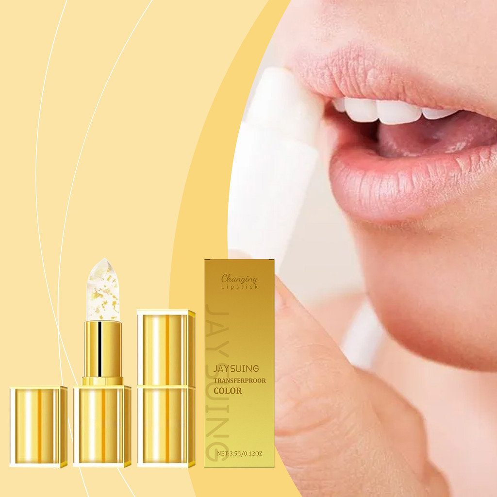 Batom Profissional com Partículas de Ouro e Muda de Cor, Hidratante com Petrolato, Óleo Mineral e Cera de Abelha Branca