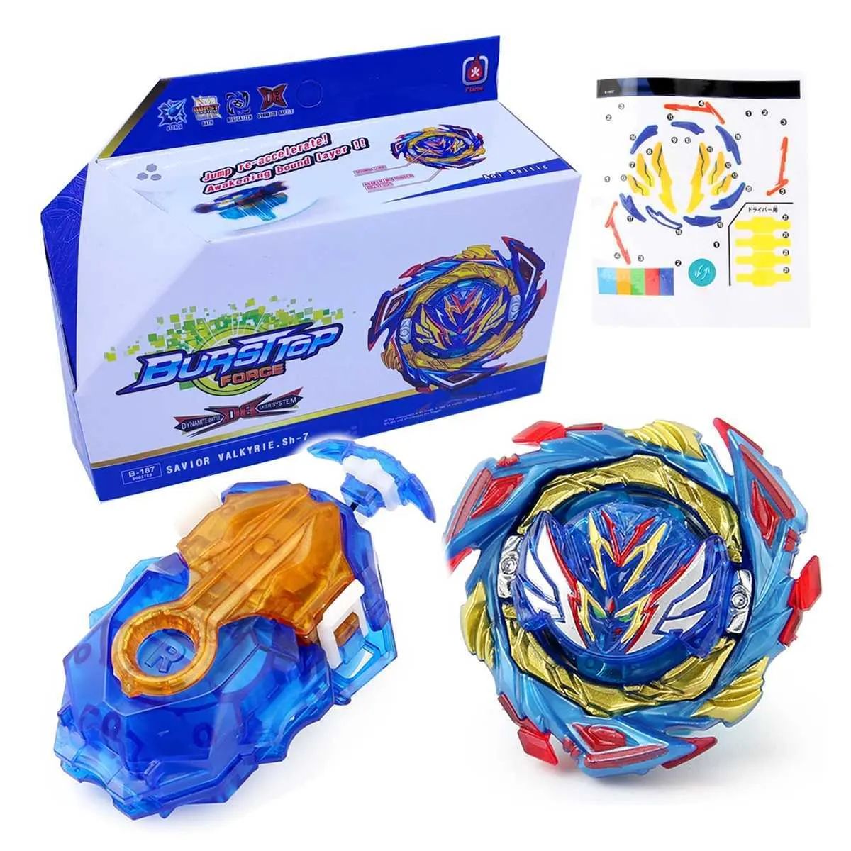 Beyblade Burst B-187 Salvador Valkyrie Pião de Batalha com Lançador, Brinquedo Masculino, Presente de Formatura, Dia