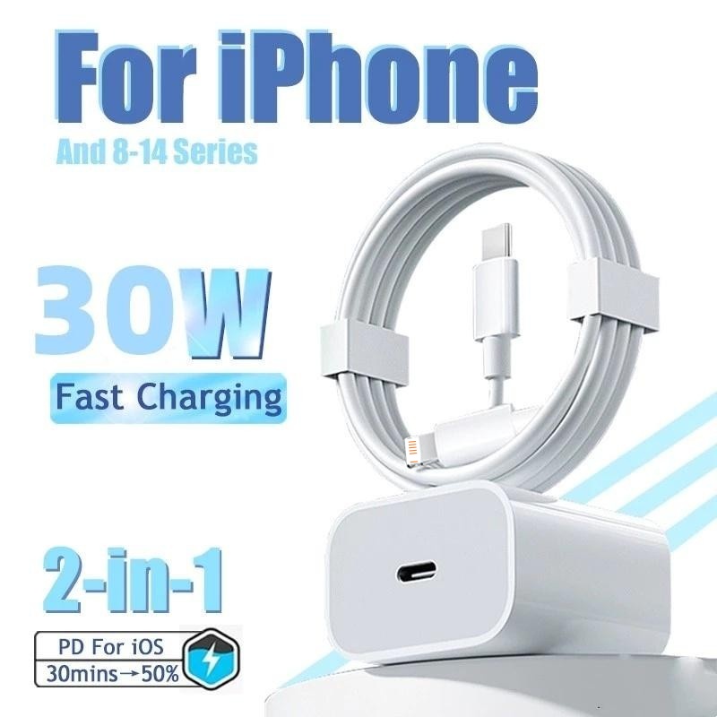 Conjunto de carregador rápido de porta dupla 3C certificado PD30W para telefone 6-14, bloco de carregamento inteligente
