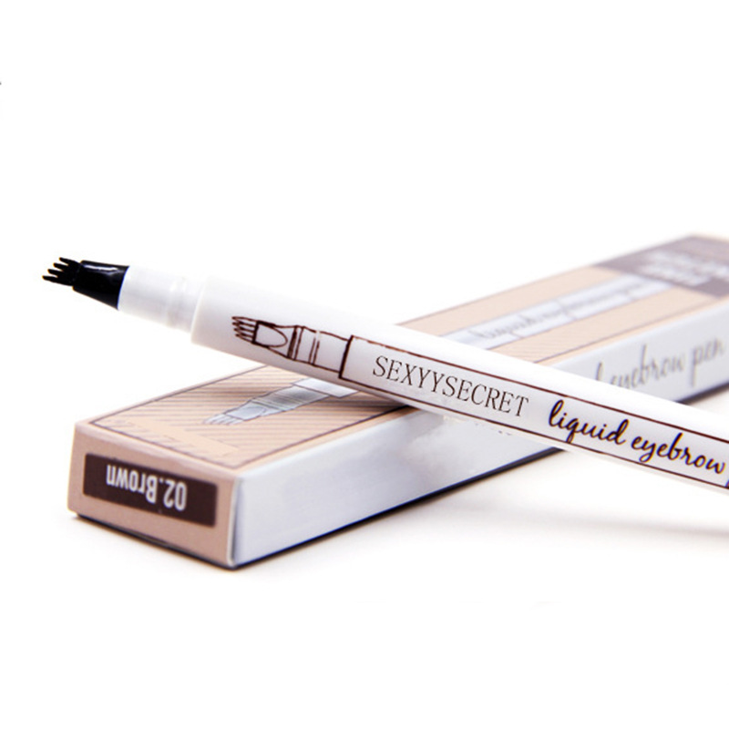 Lápis de sobrancelha de quatro garfos 3D, para mulheres, caneta líquida tridimensional natural, caneta de sobrancelha