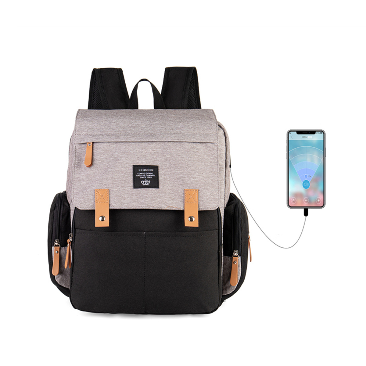 Mochila de cuidados com o bebê para mamães, bolsa de fraldas para mulheres, mochila de viagem à prova d'água.