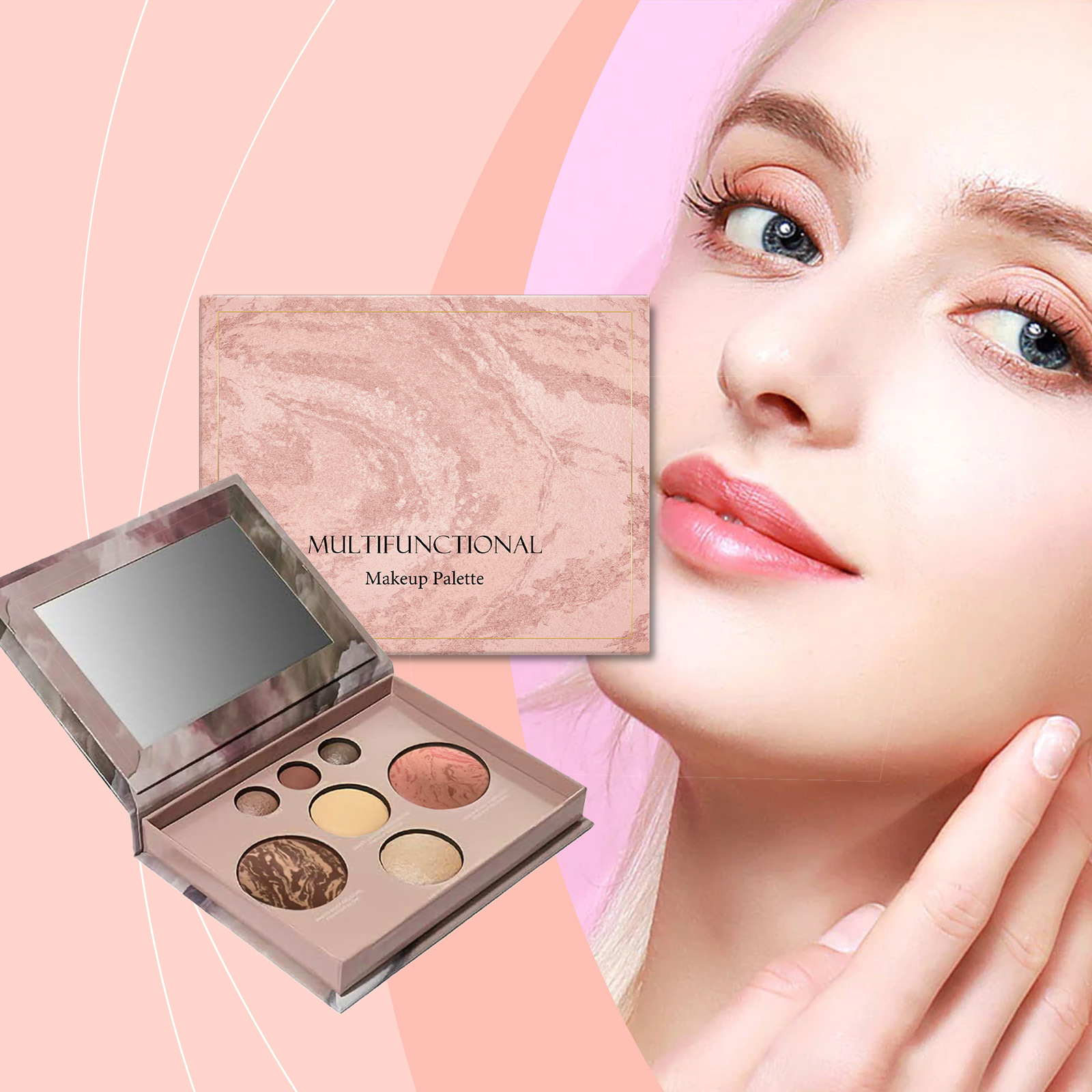 Paleta de Maquiagem Multifuncional - Estojo Compacto Completo para Sombra, Blush, Contorno e Iluminador, Kit de