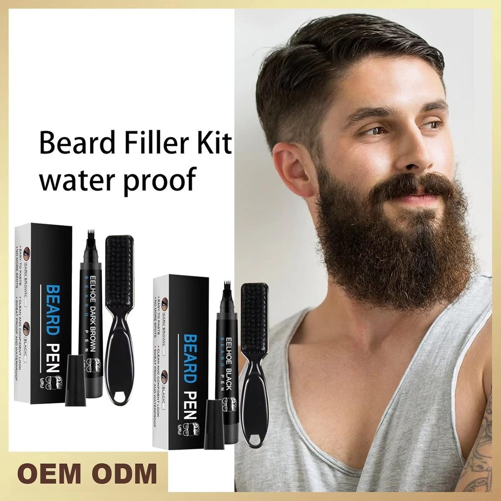 Caneta Preenchedora Avançada de Barba à Prova d’Água e Longa Duração para Definição de Bigode e Sobrancelhas, Ferramenta