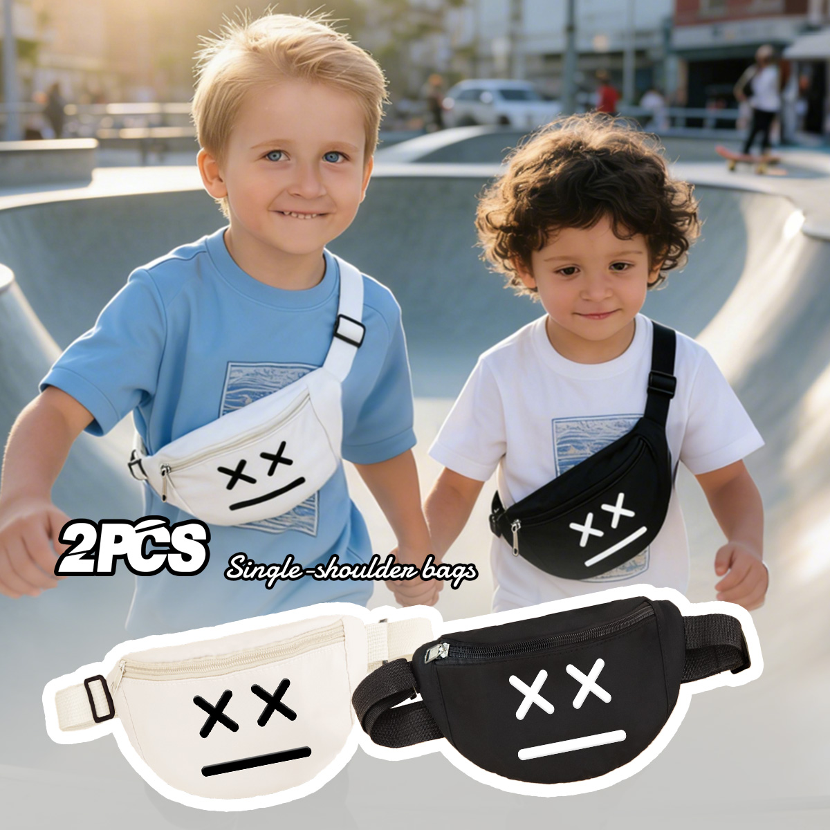 Conjunto De Bolsa De Peito Infantil Fofa , 2 Peças , Pochete Para 3-6 Anos , Ombro Único Versátil