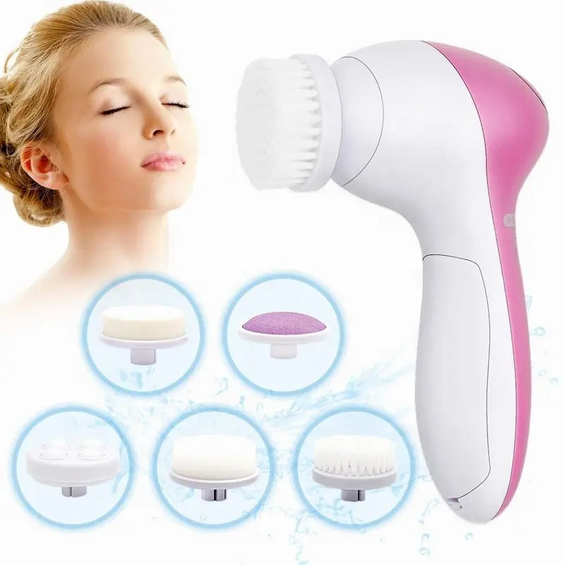 Limpador Facial Elétrico 5 EM 1 Escova de Limpeza Facial Lavadora de Rosto Máquina Spa Cuidados com a Pele Massageador