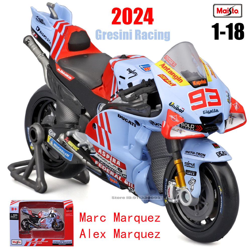 Maisto 1 : 18 Gresini Racing MotoGP # 93 Marc Marquez 73 Alex Fundição Liga Modelo De Motocicleta Coleção Brinquedo Para