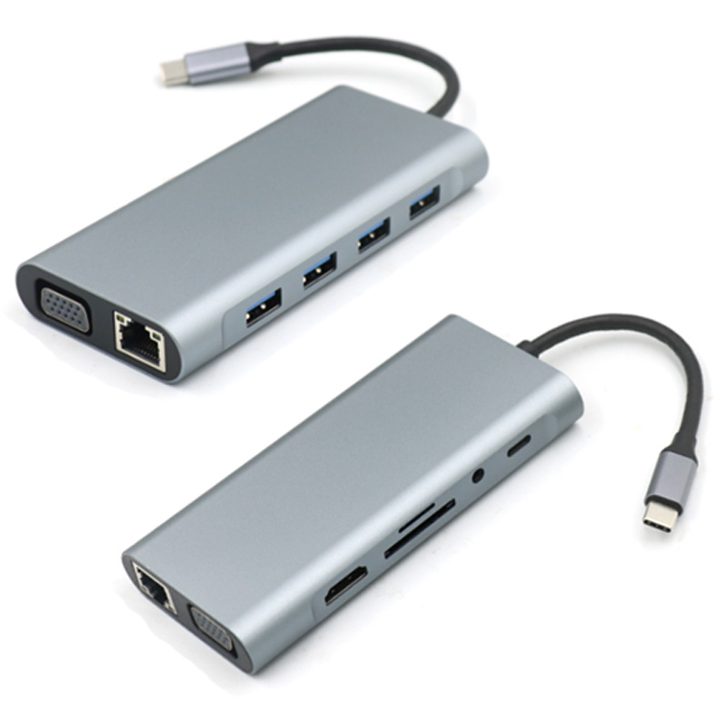 Vga Para Tipo c 4K HDMI USB 3.0 Adaptador Hub Dock MacBook Pro Air Laptop 11 Em 1