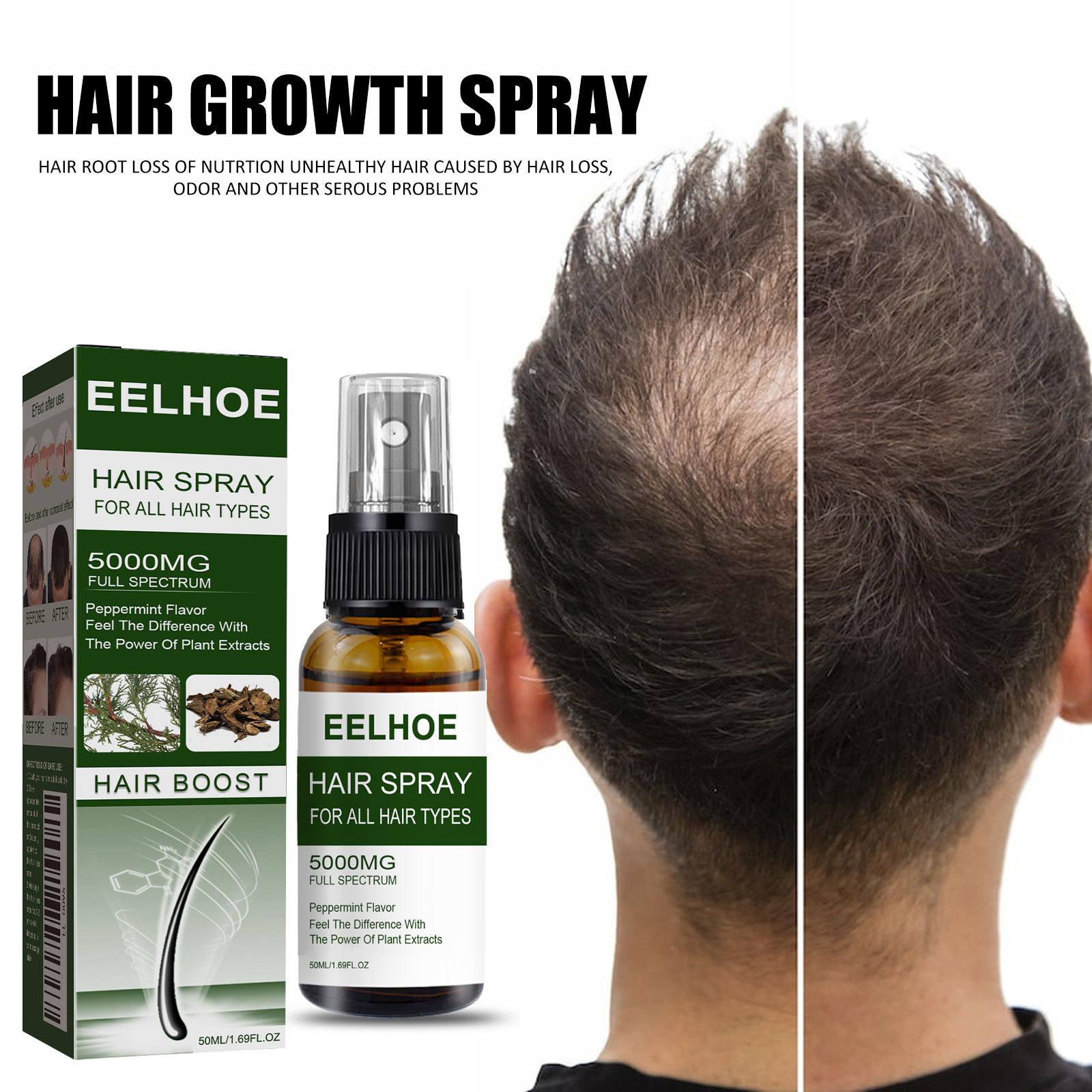 Spray Profissional para Cuidado do Cabelo 50 ml, Nutre & Repara, Estimula o Crescimento, Hidratante & Condicionador