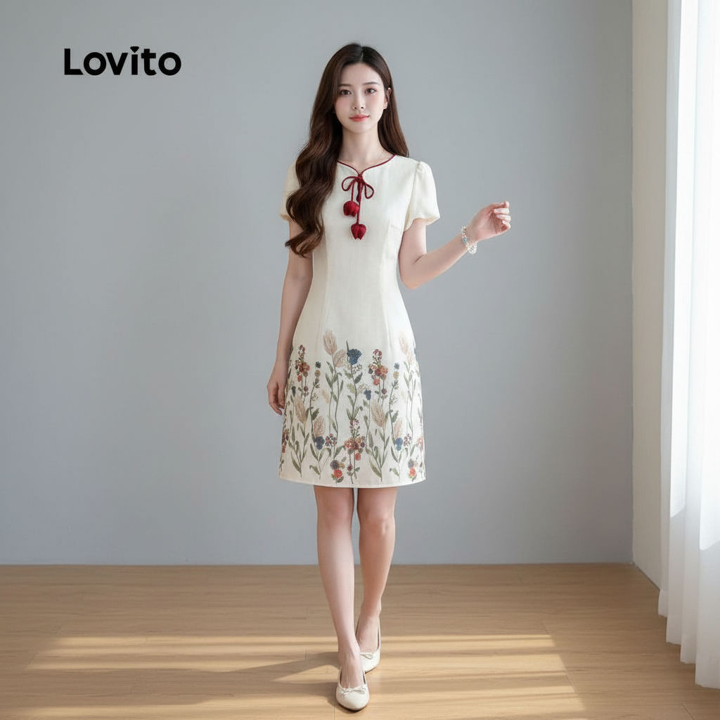 Lovito Casual Vestido Colorblock Primavera Verão Feminino LK2ED386
