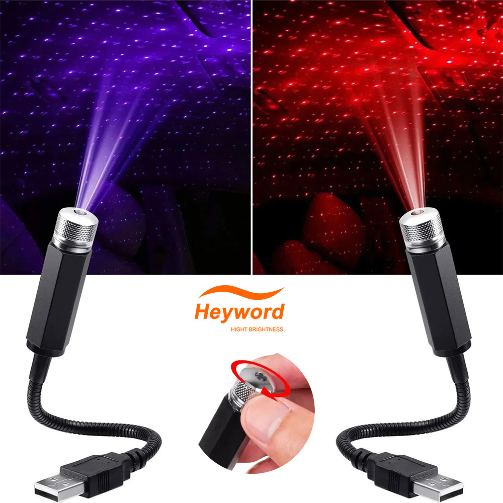 Telhado Estrela Luz Noturna Projetor USB Interior Galáxia Atmosfera Lâmpada Carro