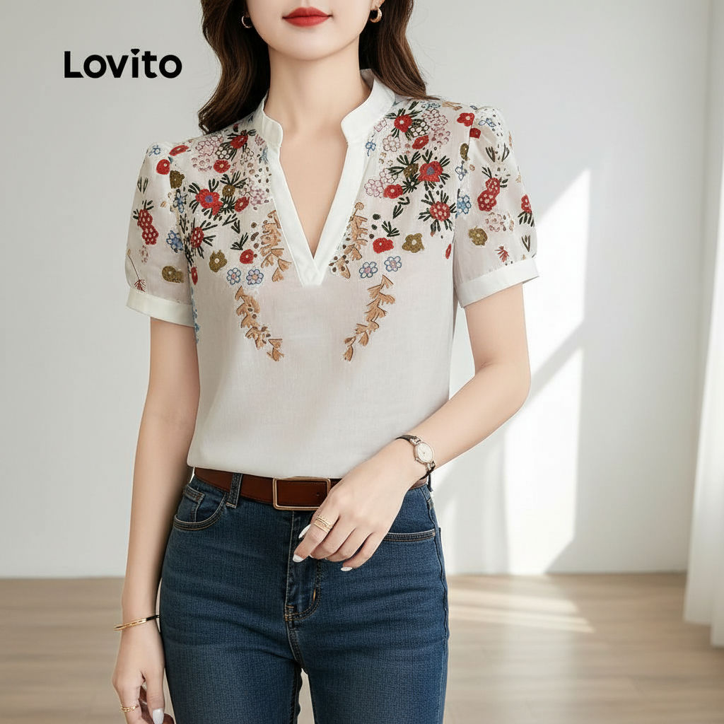 Lovito Blusa Boho Feminina Primavera Verão L170LD060