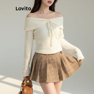 Lovito Refine Sweater Casual Laço Liso Feminino L94AD053 em Oferta na Shopee