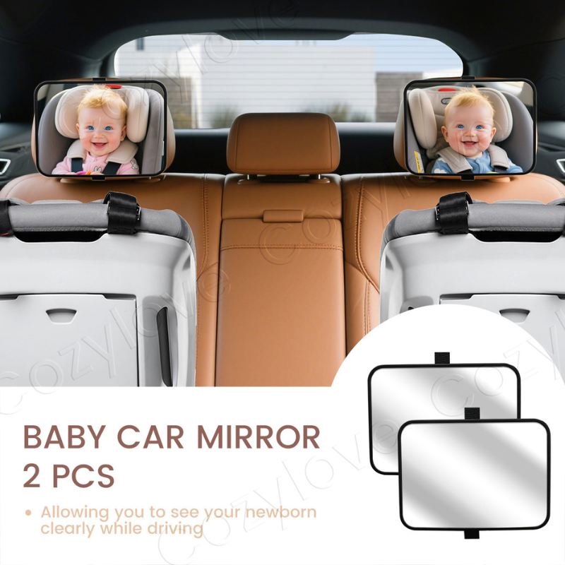 Espelho de Bebê para Carro 2 Unidades, Grande Visualização para Banco Traseiro, Espelhos para Cadeiras de Bebê Viradas