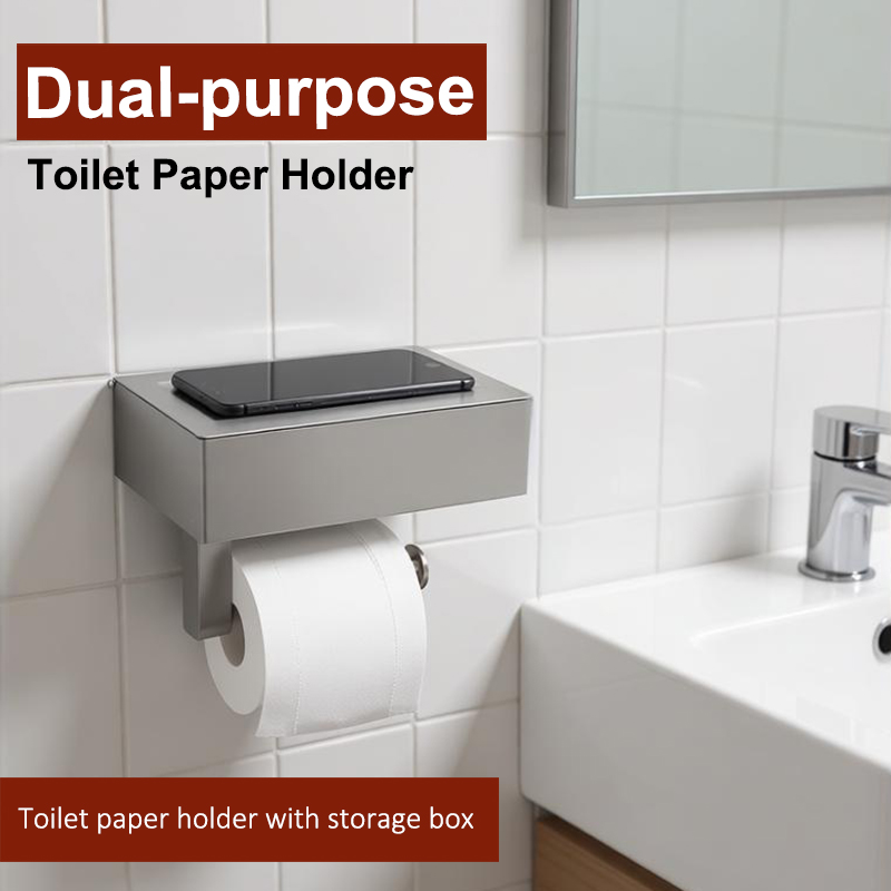 Suporte de papel higiênico de dois fins, caixa de armazenamento de lenços umedecidos com suporte de papel higiênico de
