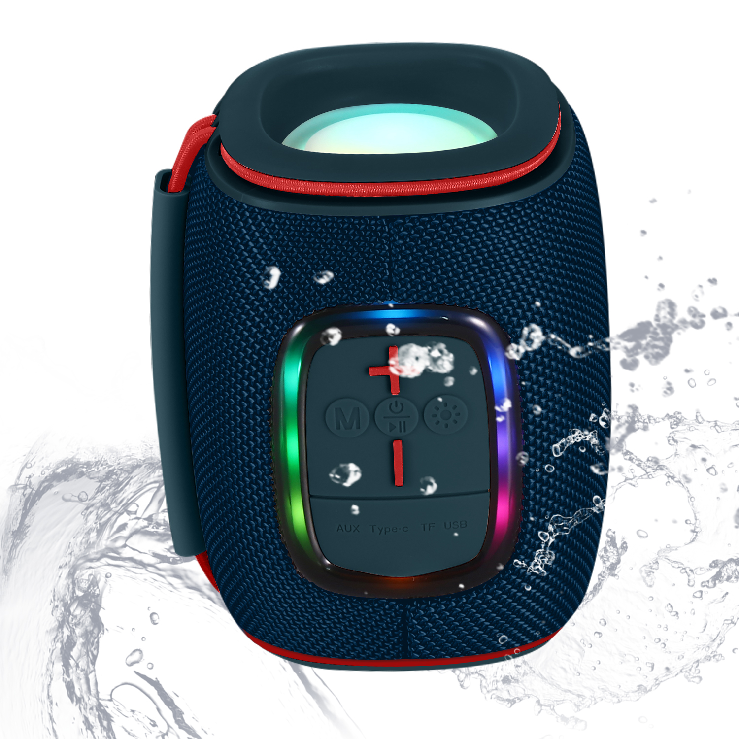 Caixa de Som Bluetooth Sem Fio, À Prova d'Água e Poeira, com Luzes LED, Portátil para Festa em Casa, Praia ou Ao Ar