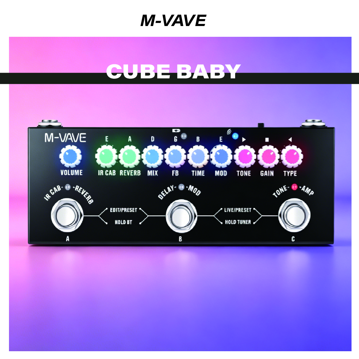M-VAVE Cube BABY Pedal de Multi Efeitos 8 Modelos de Caixa IR Afinador Saída de Fone de Ouvido Interface de Áudio USB