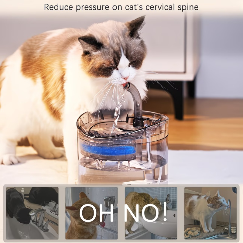 Fonte de água automática para pets 2L, transparente visível, ultra silenciosa, com filtro de carvão ativado