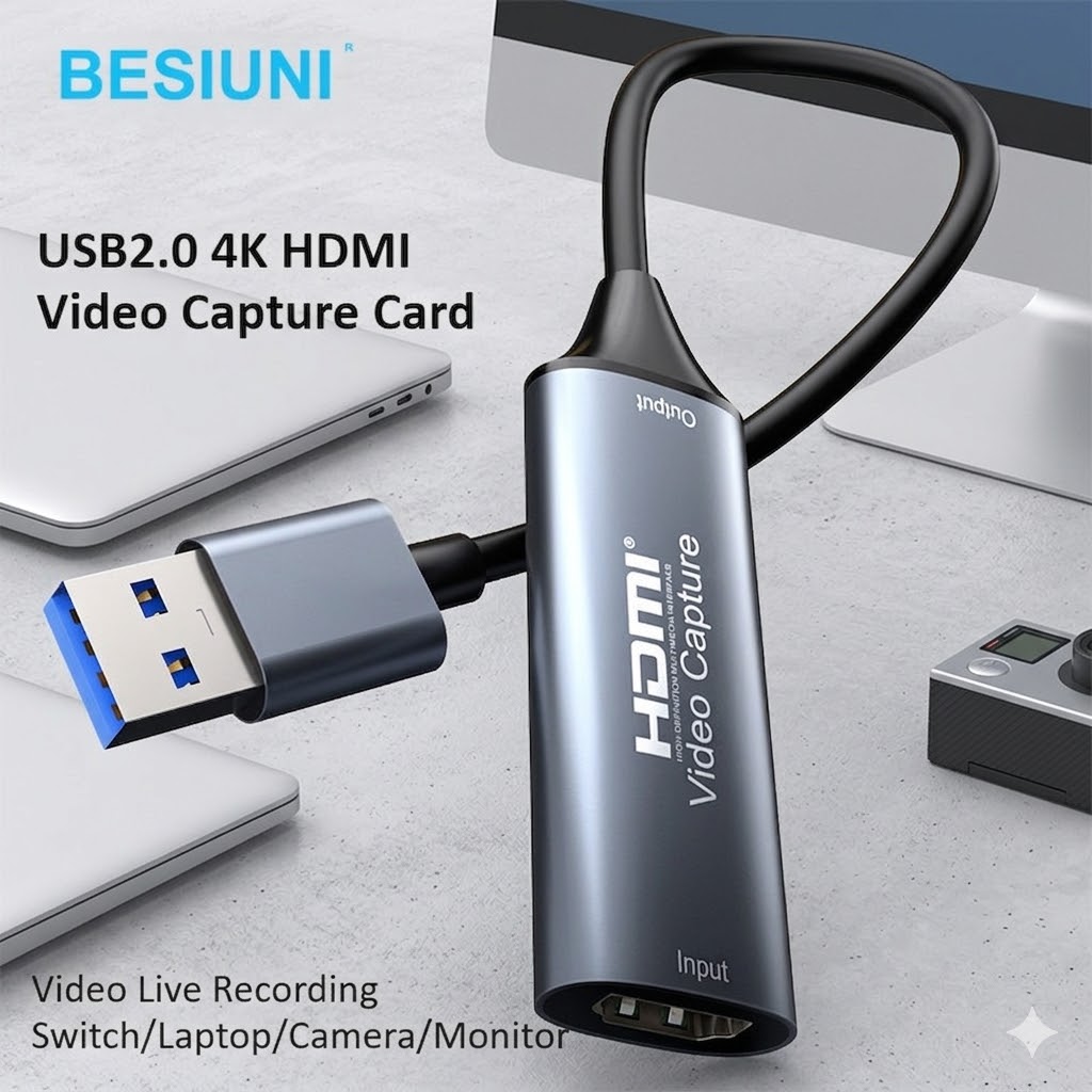 Placa de Captura de Vídeo 4K Captura HDMI para USB 2.0 Cam Link para Transmissão de Jogos PS5 Switch Mac Elite
