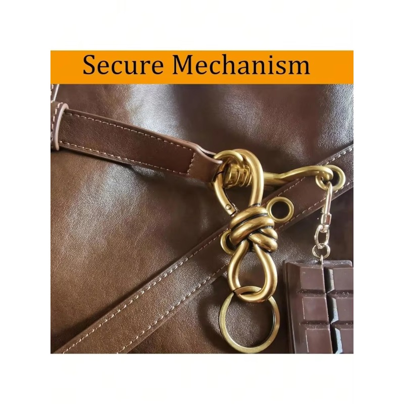 Charms de Bolsa com Argola em D e Nó Torcido, Acessório de Luxo Premium, Decoração Elegante e Moderna para Todas as