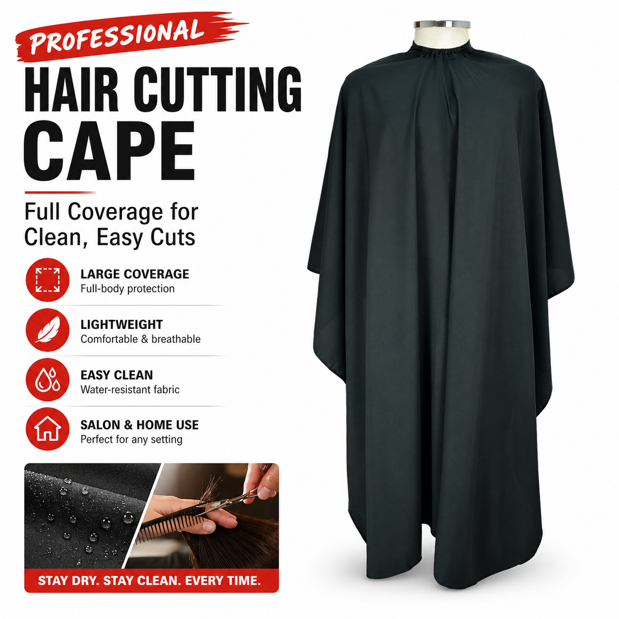 2 peças de capa de barbeiro, elástica no pescoço, não gruda cabelo, avental para salão e barbearia