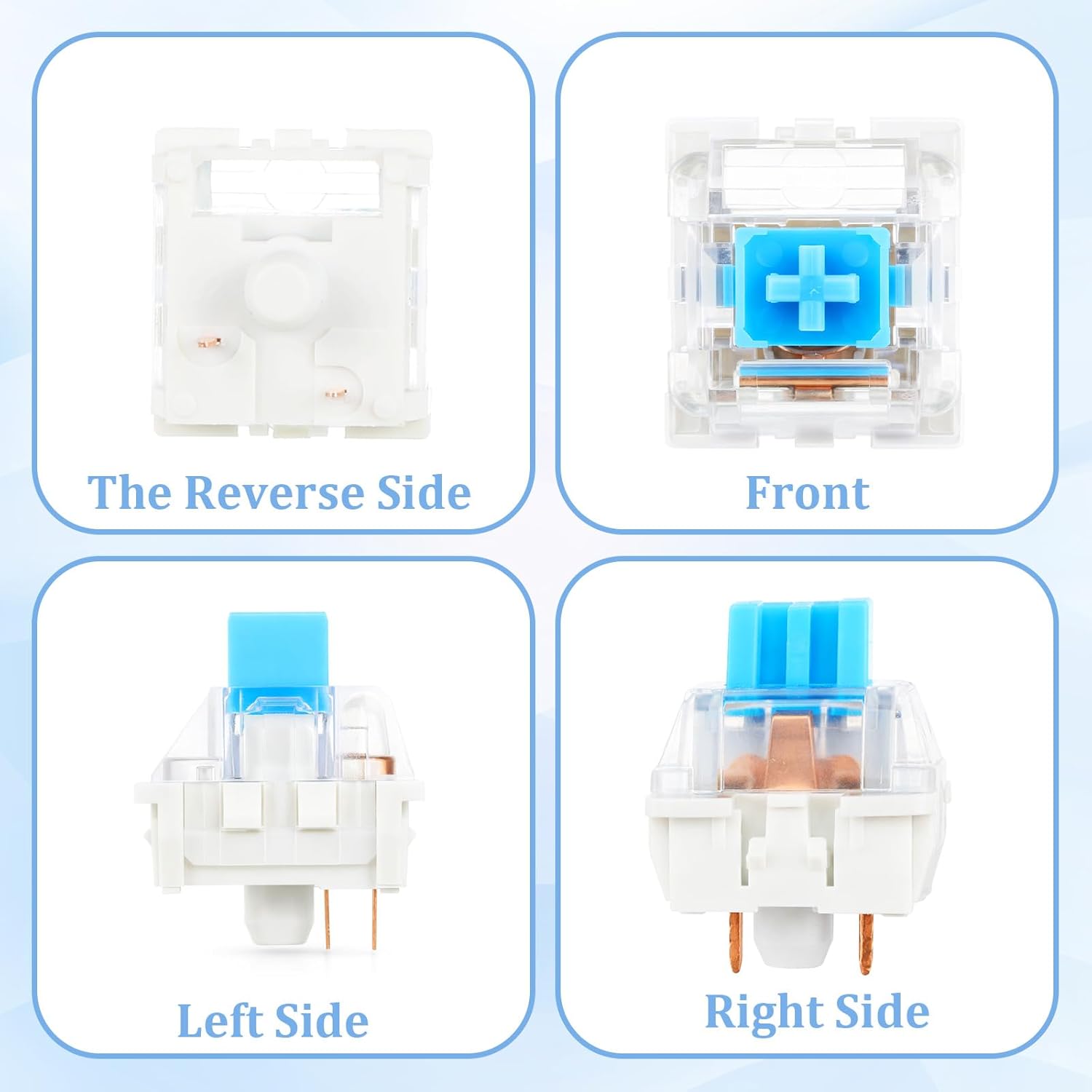 Interruptores De Teclado Clicky Táteis De 3 Pinos Premium | Peças De Reposição Ideais Inclui Extrator De Tecla E Escova