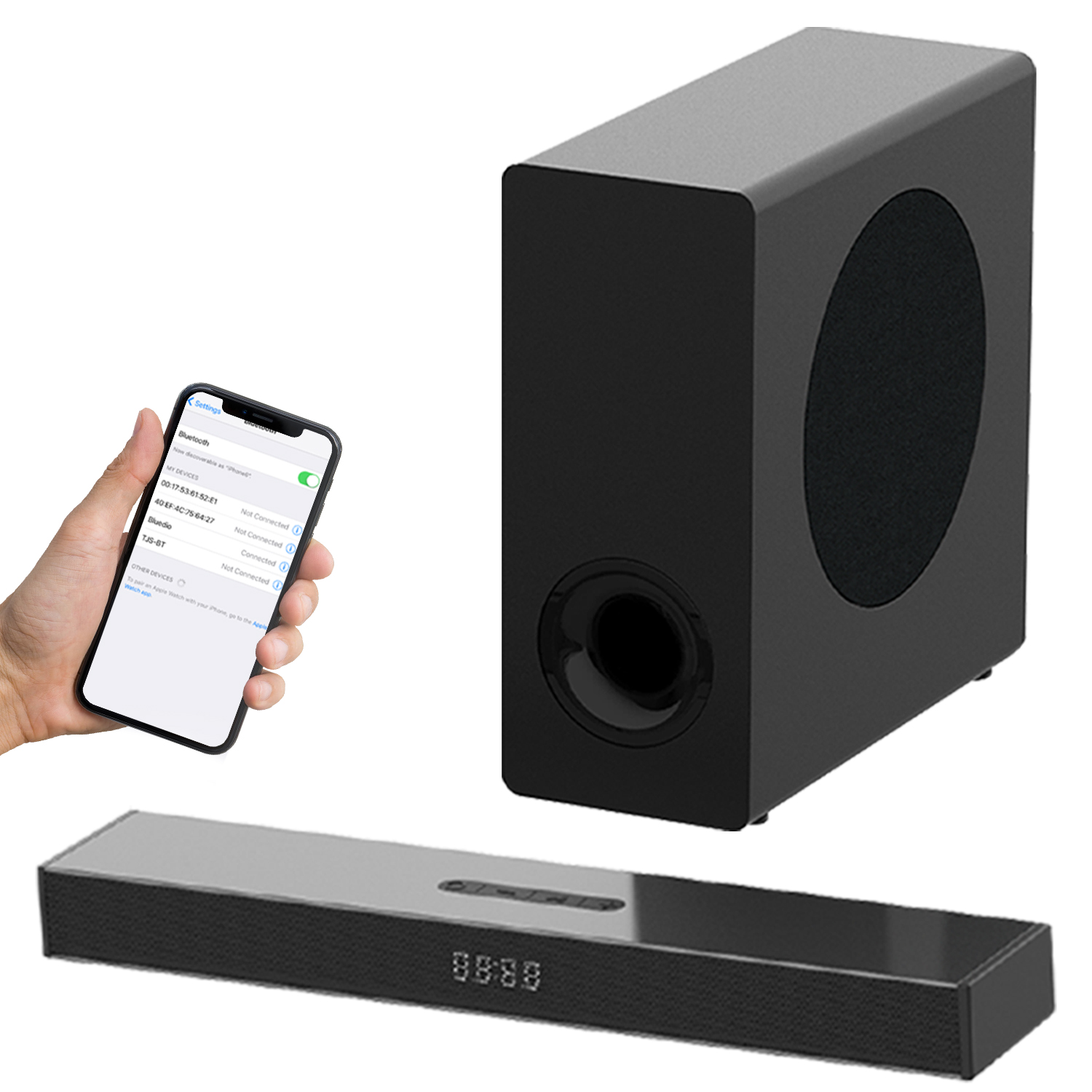 Barra de Som Sem Fio para Smart TV, Soundbar para TV com Refletor de Graves e Fácil Configuração, Sistema de Som