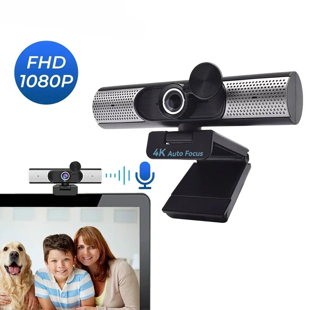 Webcam 4K Ultra HD com Microfone e Tripé Câmera Web Profissional para Transmissão ao Vivo Conferência Vídeo para Laptop