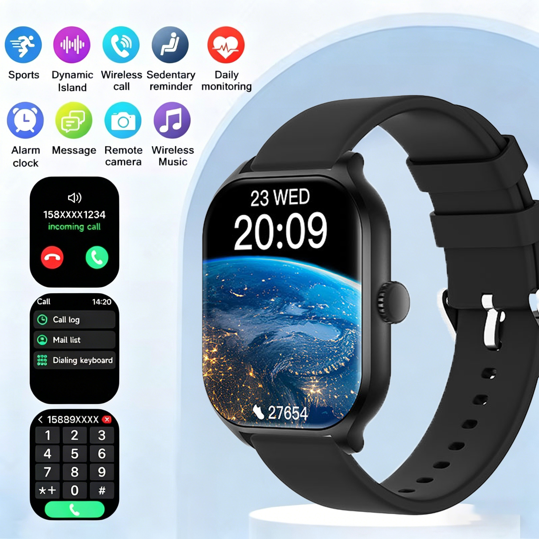 Relógio Esportivo Inteligente, Relógio de Fitness, Monitor de Saúde, Smartwatch à Prova D'Água, Relógio Bluetooth sem