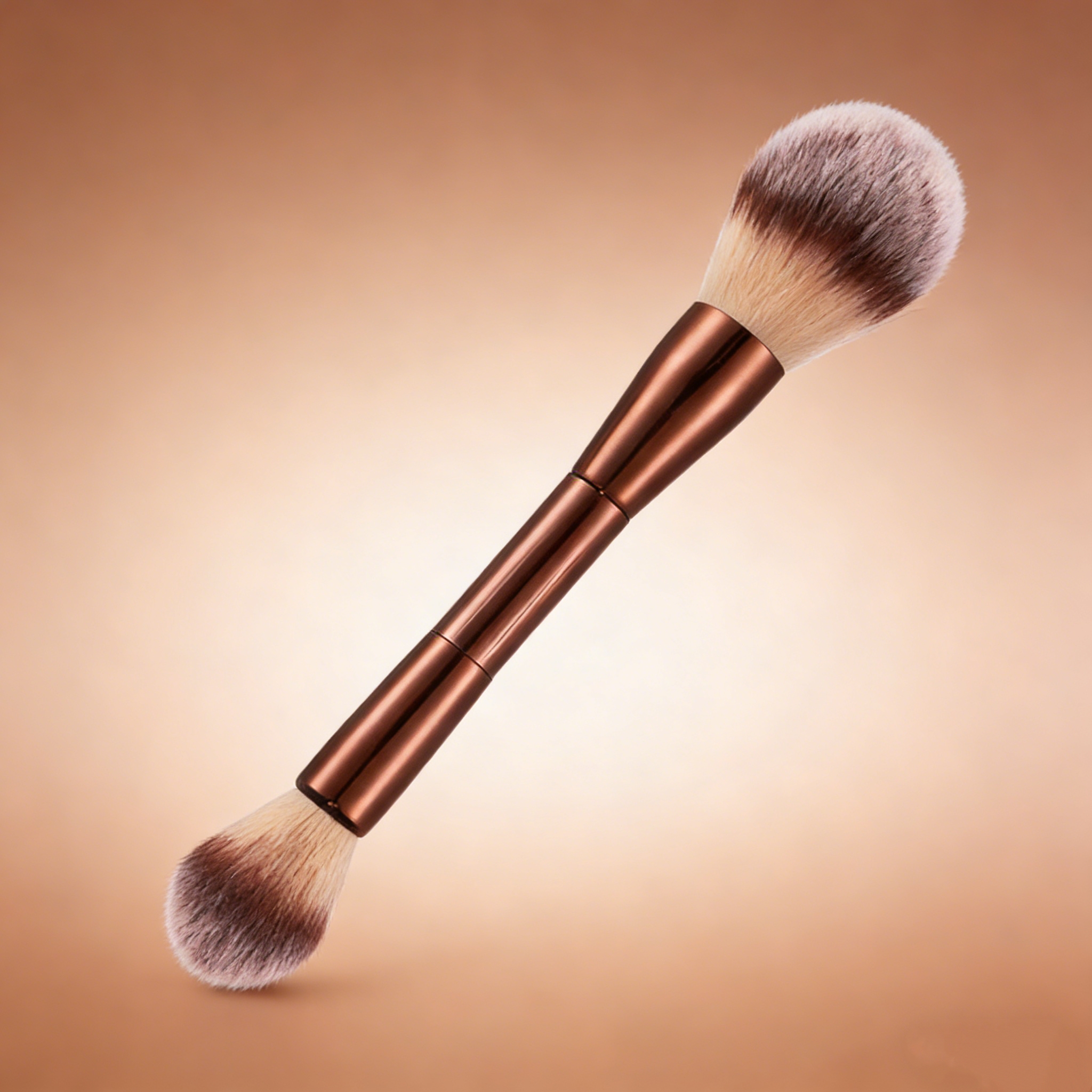 Pincel 2 em 1 de Blush e Iluminador, Ferramenta de Maquiagem Facial de Ponta Dupla