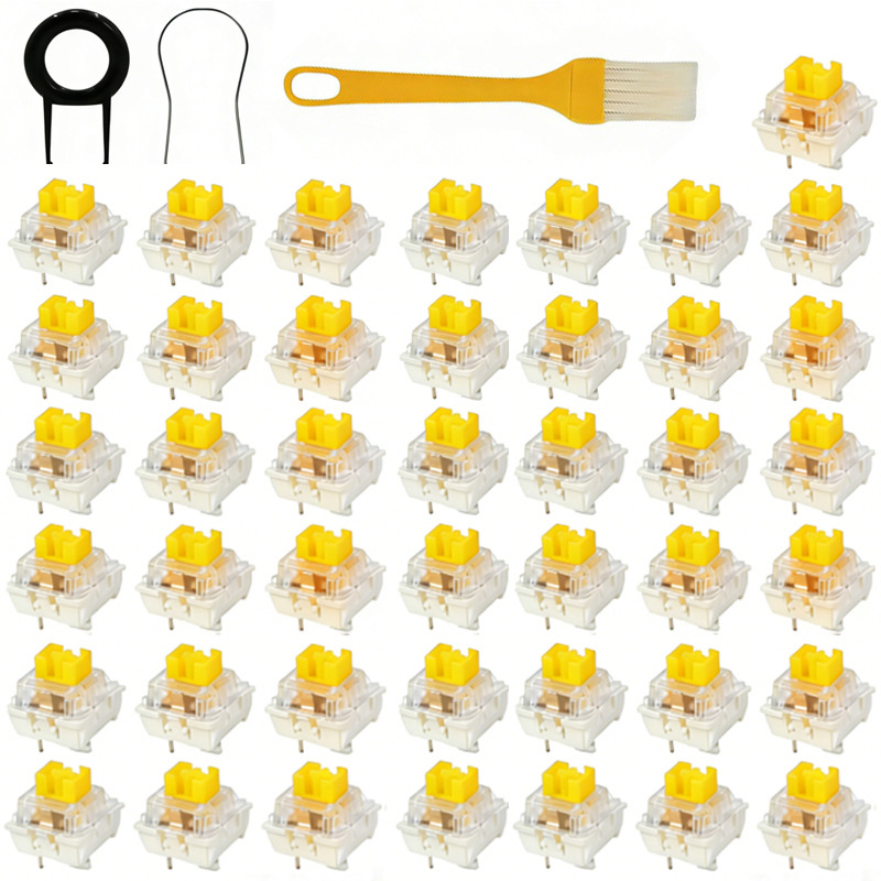 Interruptor de teclado mecânico amarelo neutro de marca genérica/ITLY: interruptor linear de 3 pinos com puxador de