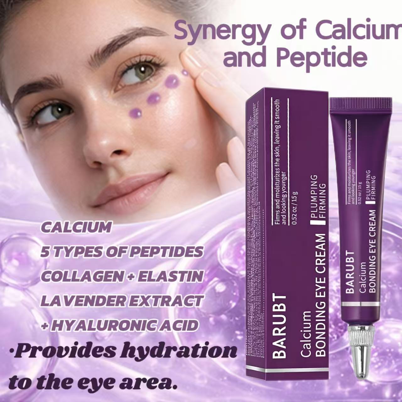 Creme para os Olhos com Adesão de Cálcio BARUBT, contendo peptídeos e firmeza para o cuidado dos olhos, adequado para