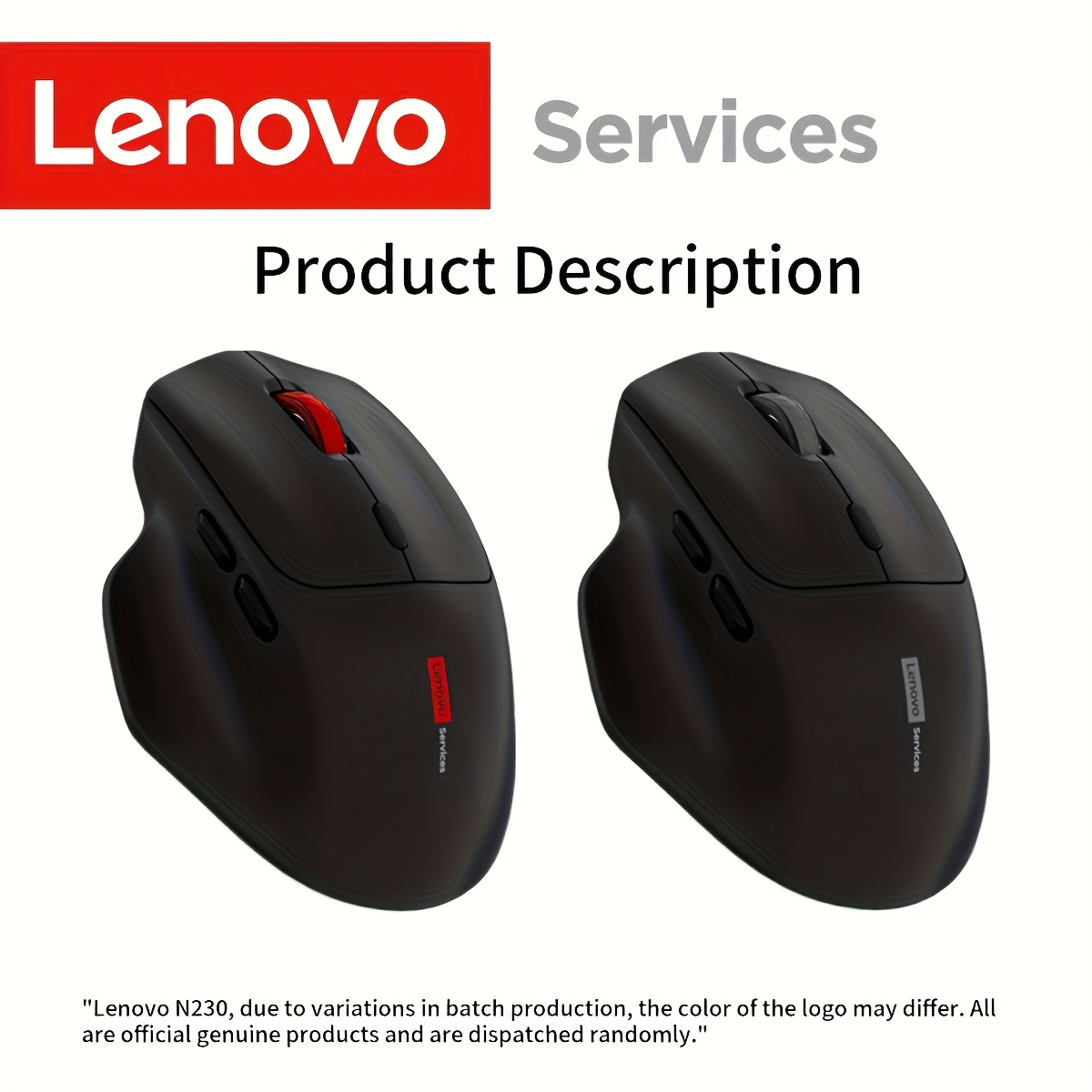 Mouse Sem Fio Ergonômico Lenovo N230, 2.4G, 3 Níveis de DPI (1000/1200/1600), Mouse Óptico de 6 Botões, Preto