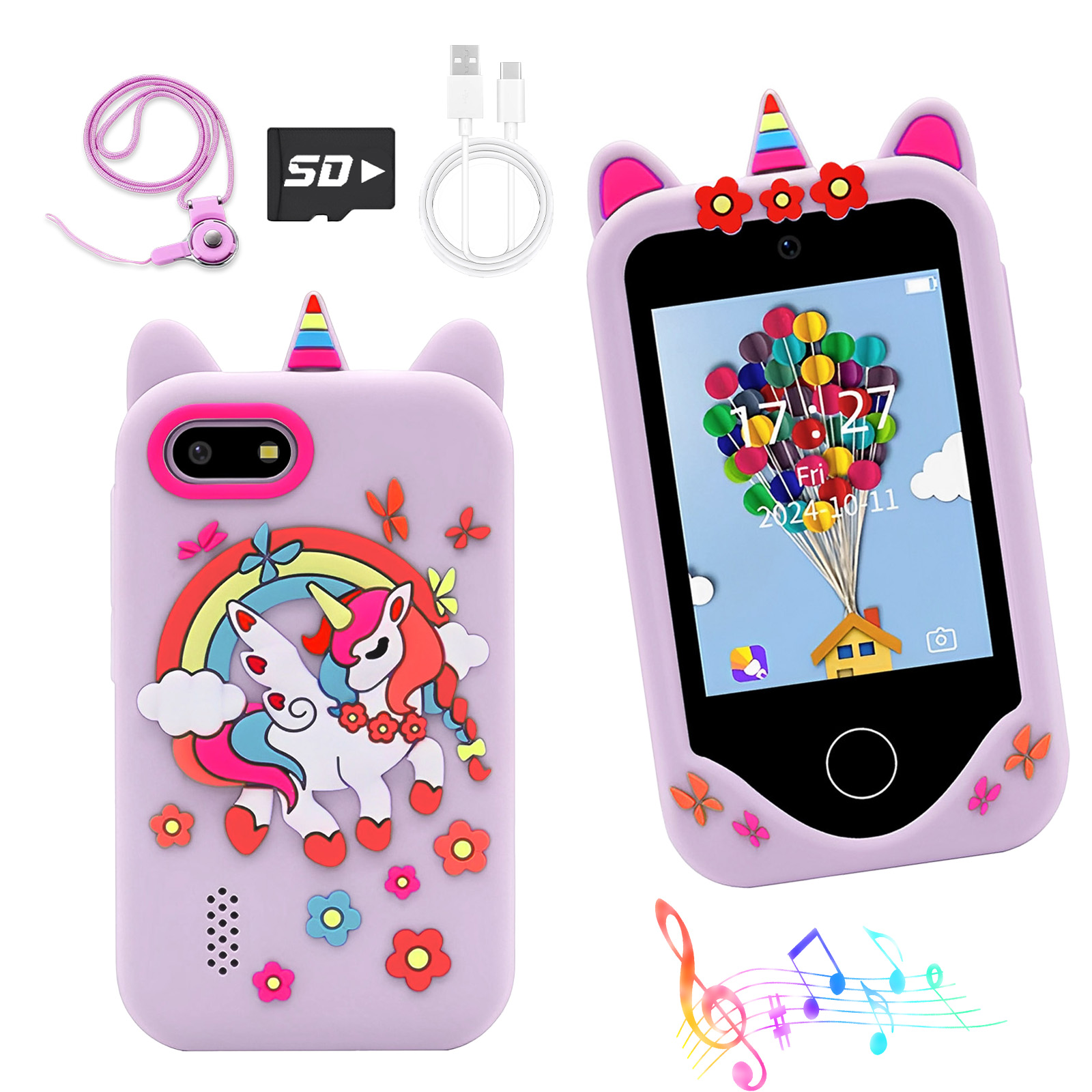Smartphone infantil para aprender, com câmera para fotos, música e jogos de quebra-cabeça, presente para meninos e