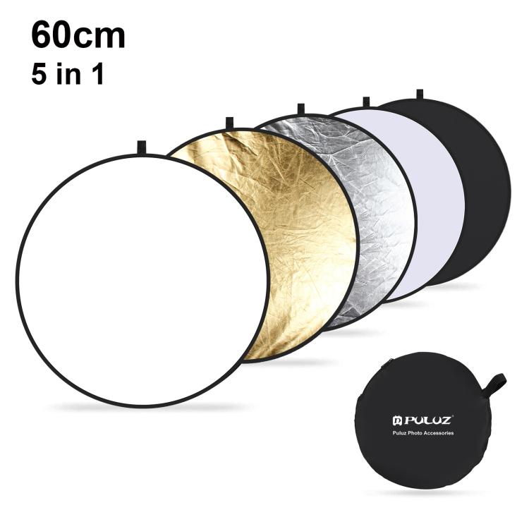 Para PULUZ 60cm 5 Em 1 Placa Refletora Dobrável Estúdio Fotográfico Câmera De Vídeo Fotográfica