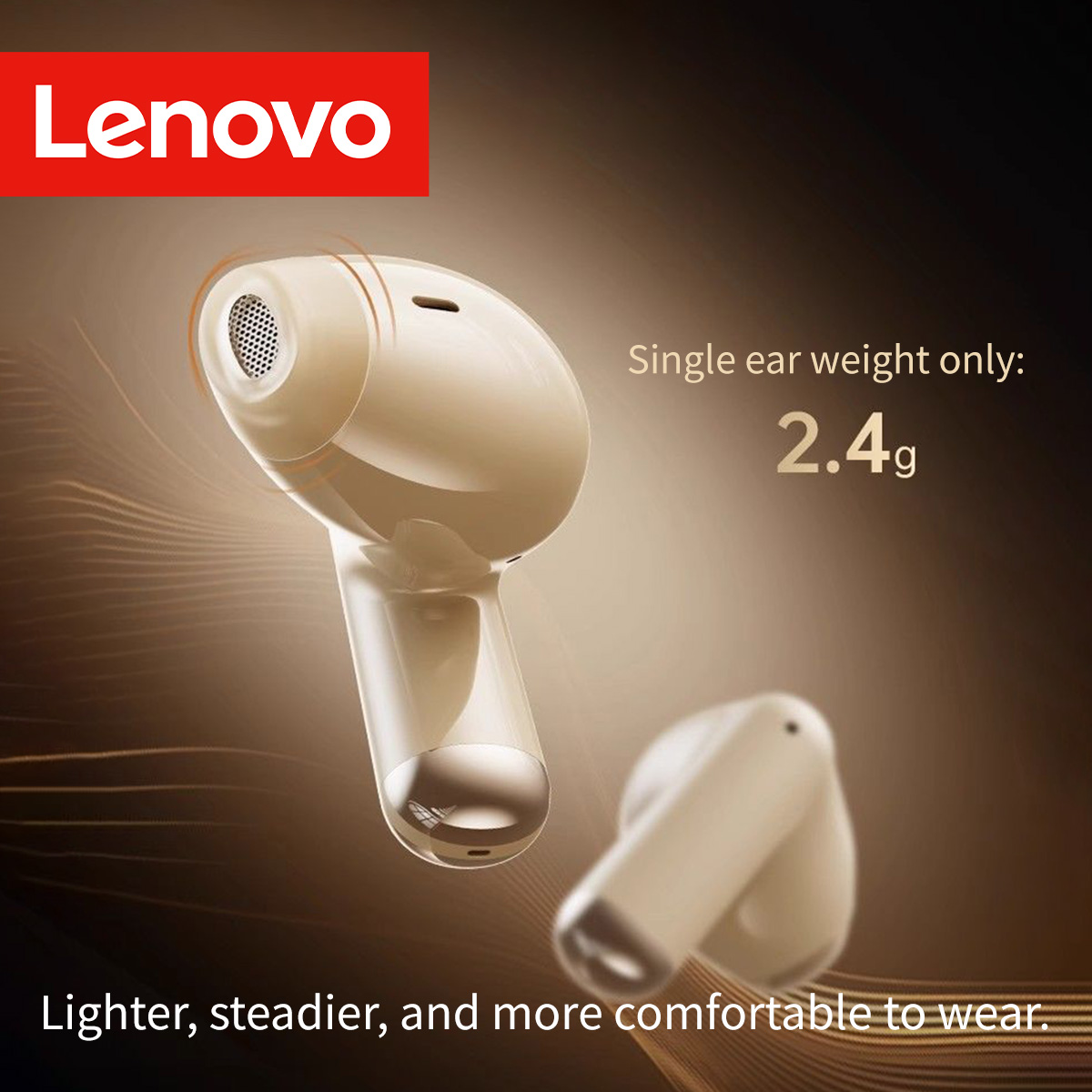 Fones de Ouvido Lenovo TWS Esportivos Fones de Ouvido Híbridos Cancelamento Ativo de Ruído Bluetooth 5.4 Fones de Ouvido