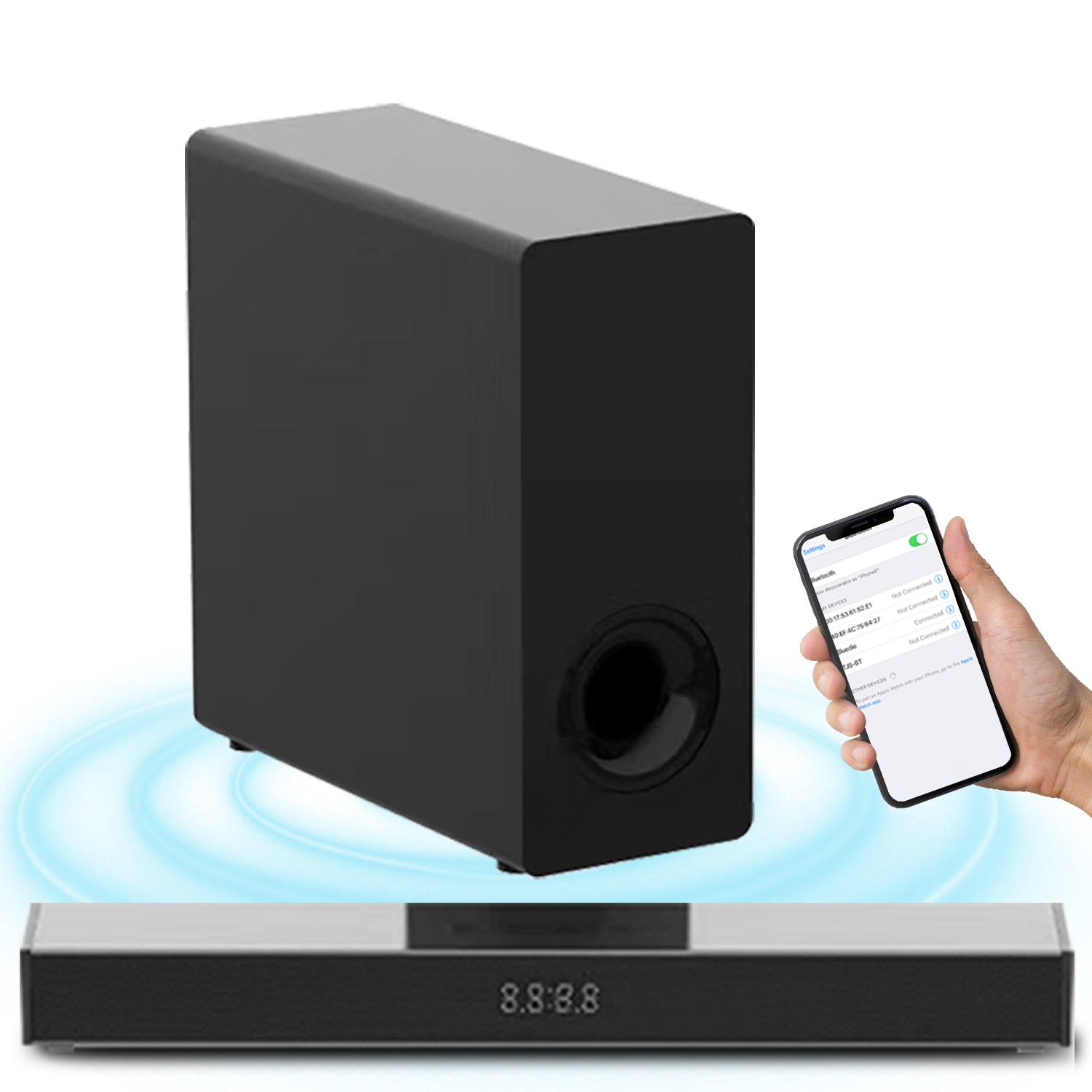 Barra De Som Sem Fio Bluetooth 5.3 Alto-Falante De Home Theater 3D Surround Deep Bass Desktop TV PC Hub