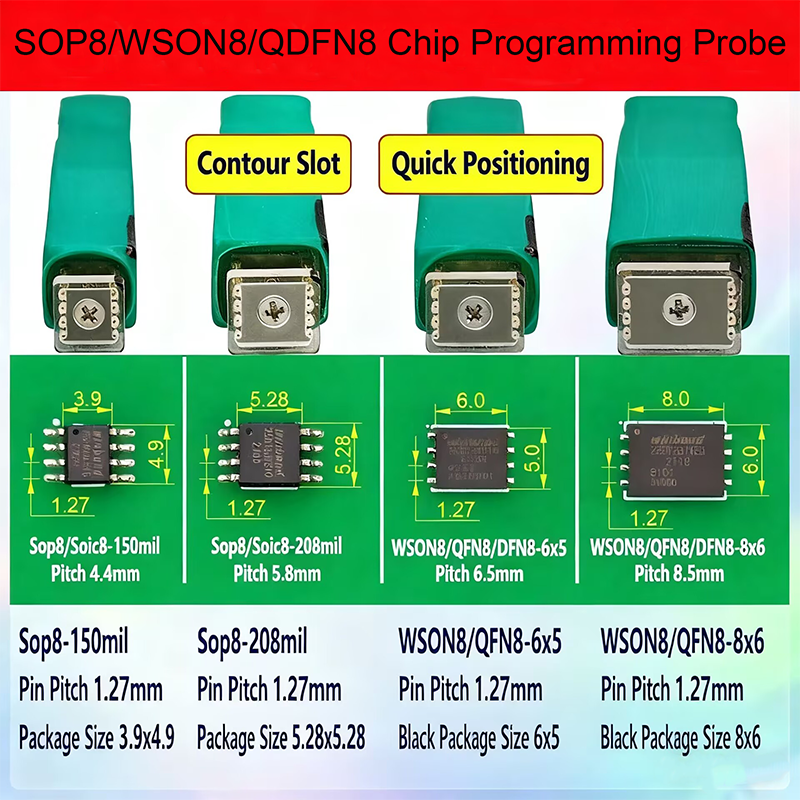 Um Conjunto De 4 Peças Kit De Sonda De Pino De Mola , SOP8 WSON8 VSON8 QDFN8 Flash EEPROM Chip Cabo Programação Para Que