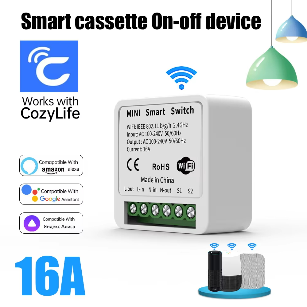 Cozylife Interruptor Miniatura Inteligente WiFi/interruptor remoto/controle por aplicativo com temporizador para
