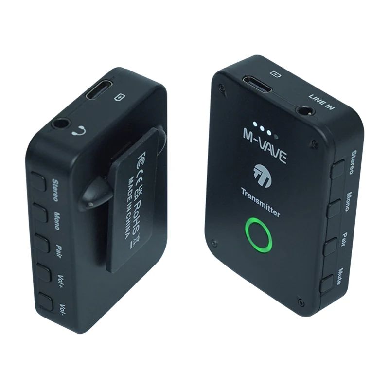 M-VAVE ISM Transmissor e Receptor de Fone de Ouvido Sem Fio 2.4G com Controle de Volume, Suporte para Estéreo, Mono e
