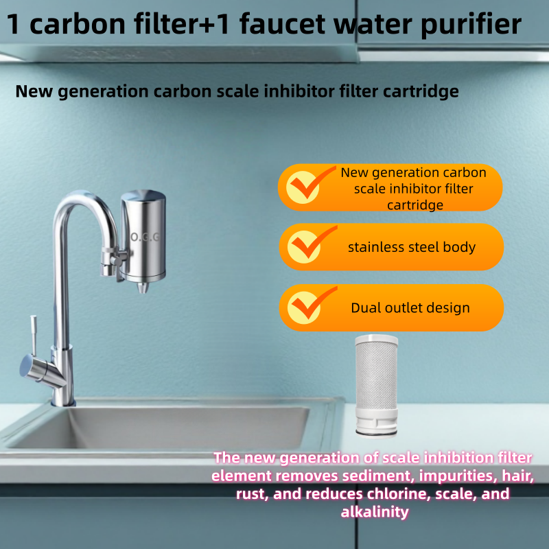 Conjunto de purificador de torneira doméstico com filtro de carvão ativado de fibra de carbono universal para remover