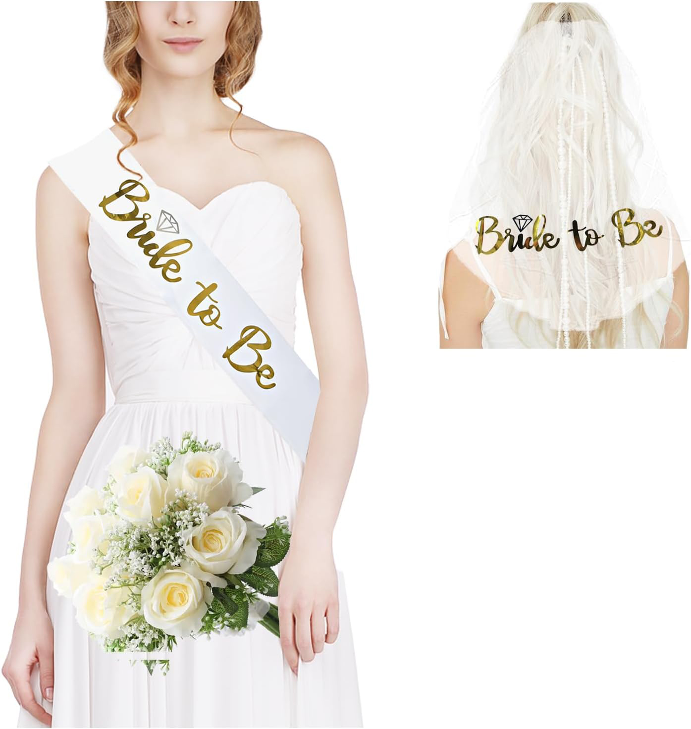 Kit de Festa para Noiva - Faixa de Cetim, Véu e Tiara para Despedida de Solteira, Chá de Panela e Noite de Despedida